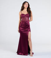 Olga Corset Lace Satin Wrap Mermaid Formal Dress