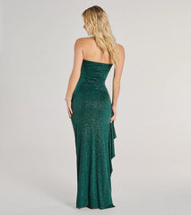 Vivienne Strapless Slit Glitter Formal Column Dress