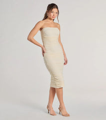 Lacey Affair Strapless Bodycon Midi Dress