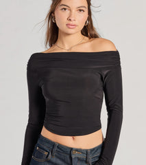 Chic Essential Off-Shoulder Long Sleeve Top