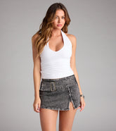 Feel The Vibes Halter V-Neck Crop Top