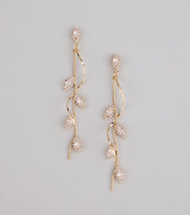 Elegant Nature Rhinestone Leaf Twist Earrings