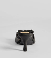 Adorable Bow Mesh Strap Stiletto Mules