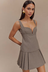 Lawry Structured Longline Top - Tan Check