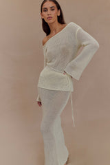 Reagan Off Shoulder Knit Top - White
