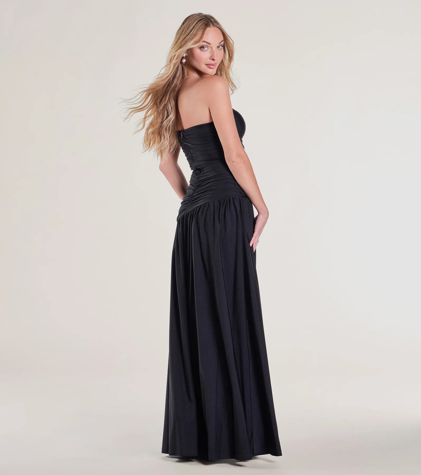 Lindsey Strapless Slit A-Line Formal Dress