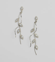 Elegant Nature Rhinestone Leaf Twist Earrings