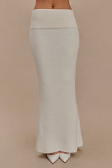 Charlotte Knit Maxi Skirt With Overlay - Ivory