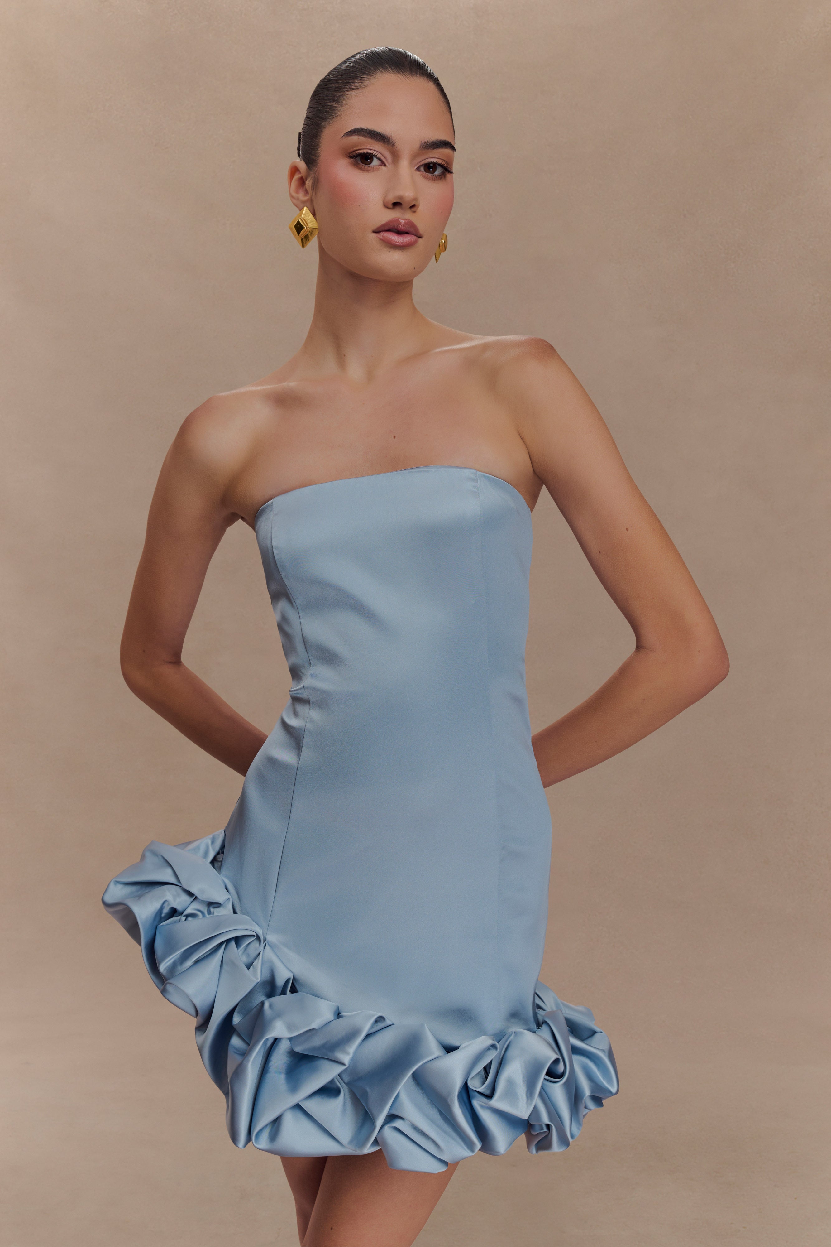 Alba Bubble Mini Dress - Cornflower Blue