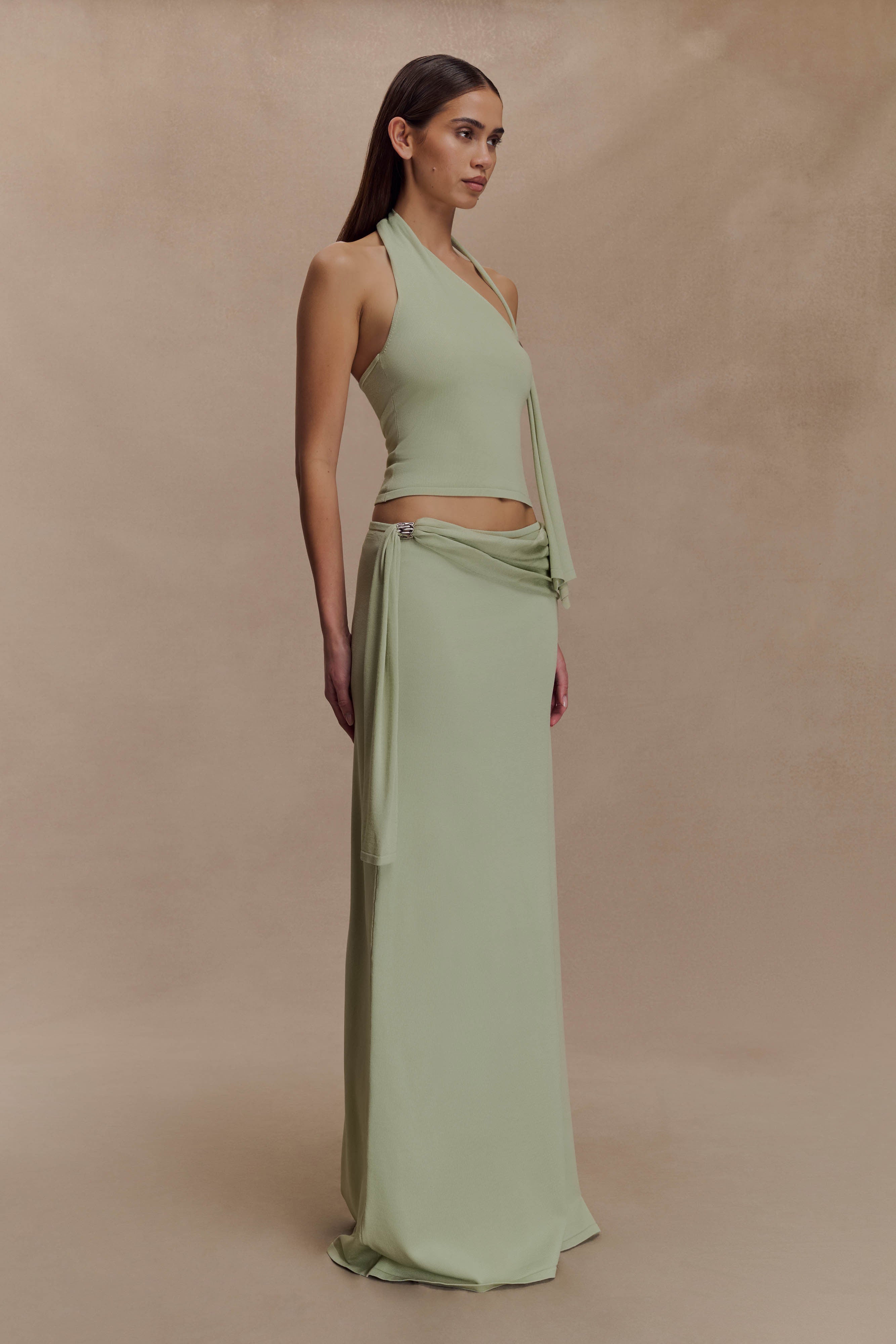 Xanthia Knit Halter Top - Pastel Green