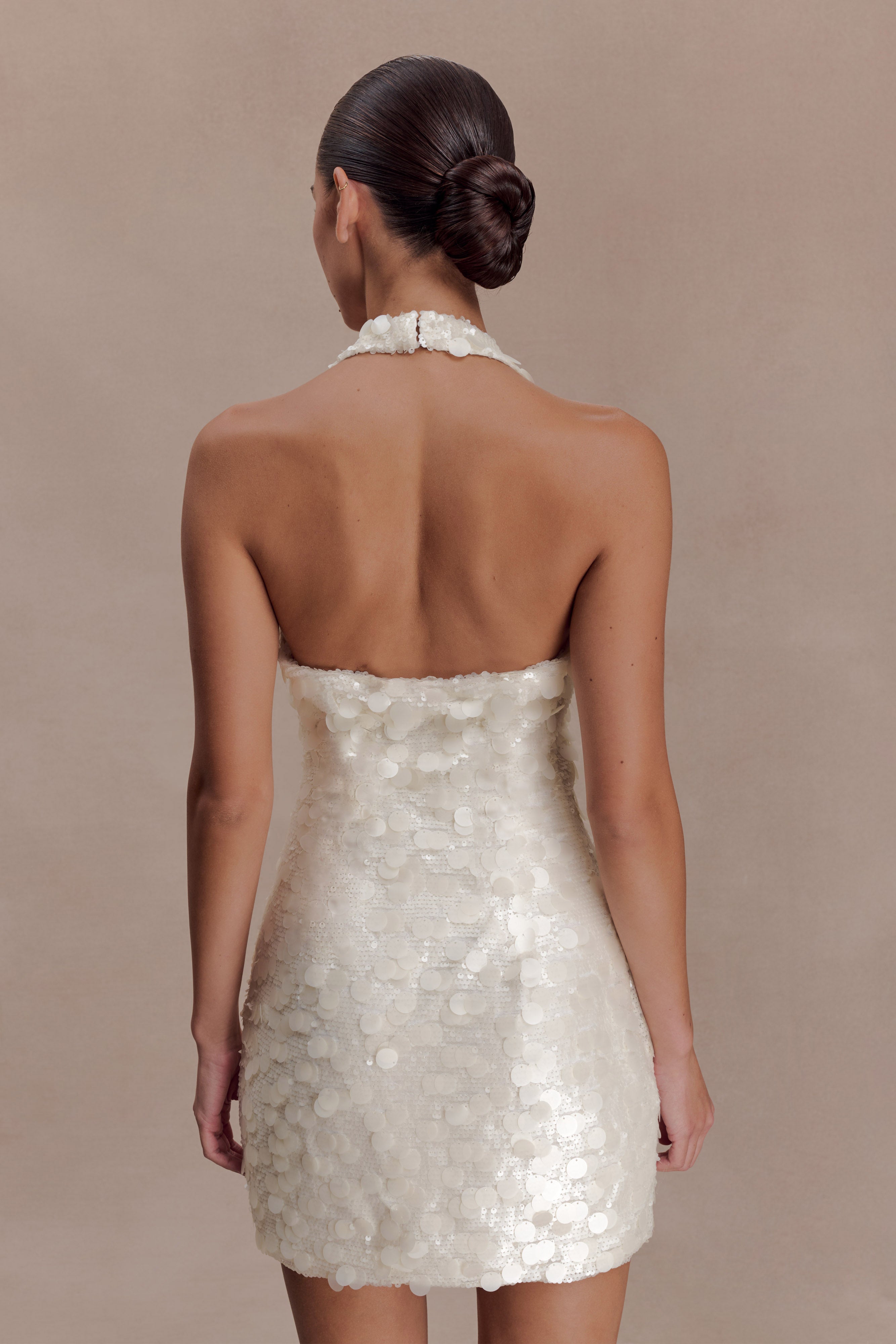 Caralee Sequin Halter Mini Dress - Ivory