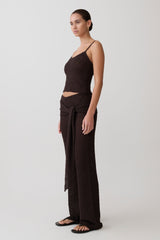Mattais Boucle Knit Top - Dark Chocolate