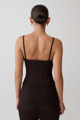Mattais Boucle Knit Top - Dark Chocolate