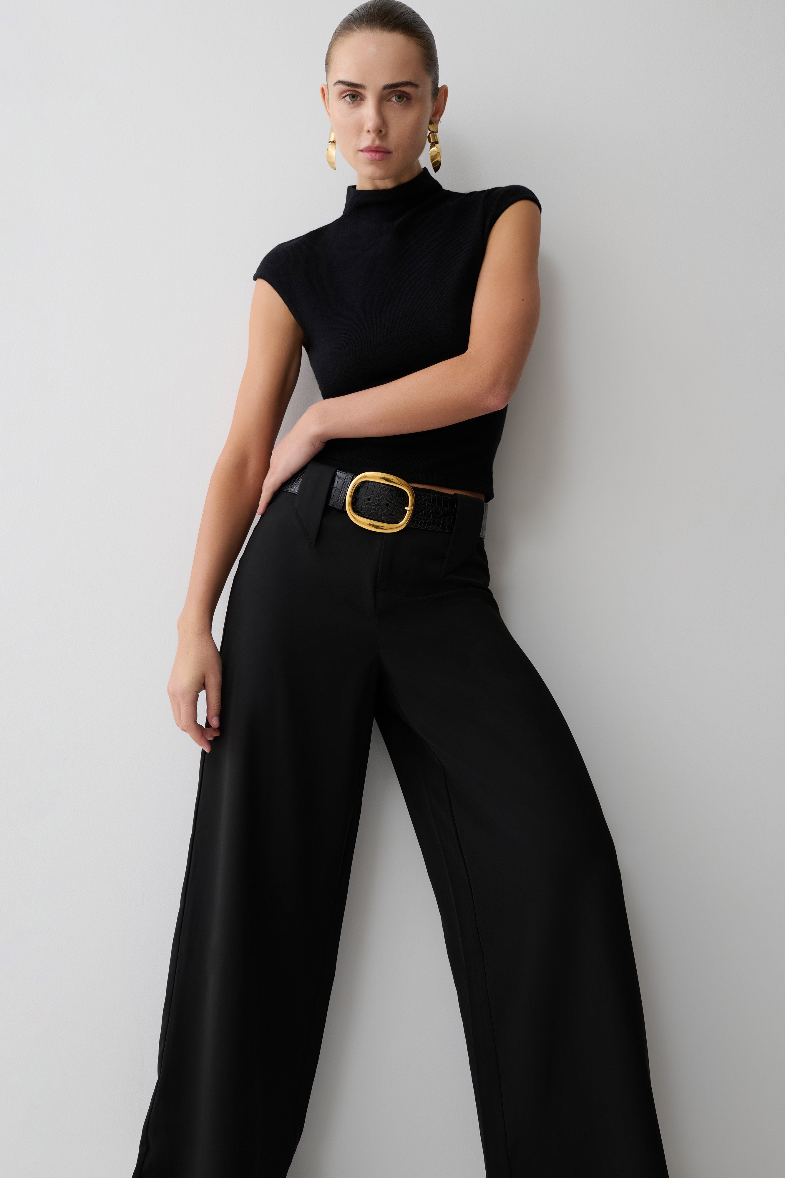 Arlo Wide Leg Suiting Trouser - Black