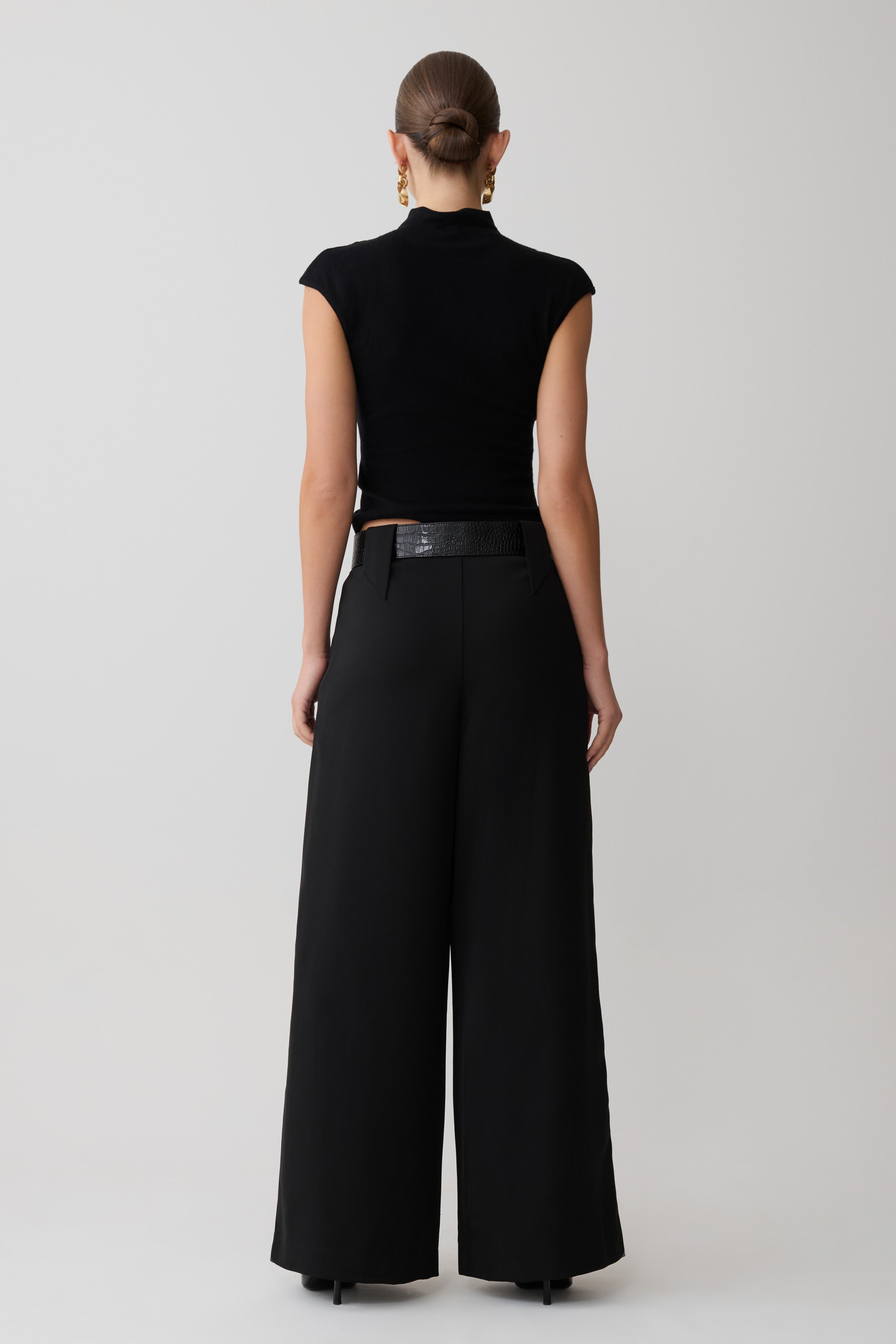Arlo Wide Leg Suiting Trouser - Black